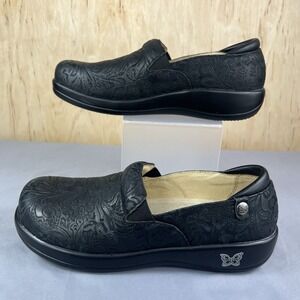 Alegria Kel-431 Women's Clogs EU 40 US 9.5-10 Black Embossed Leather Used